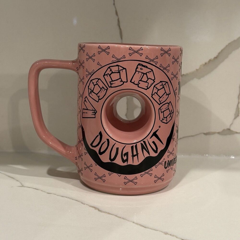 VOODOO Doughnut Coffee Mug Donut Cup PINK “The Magic is in the Hole”